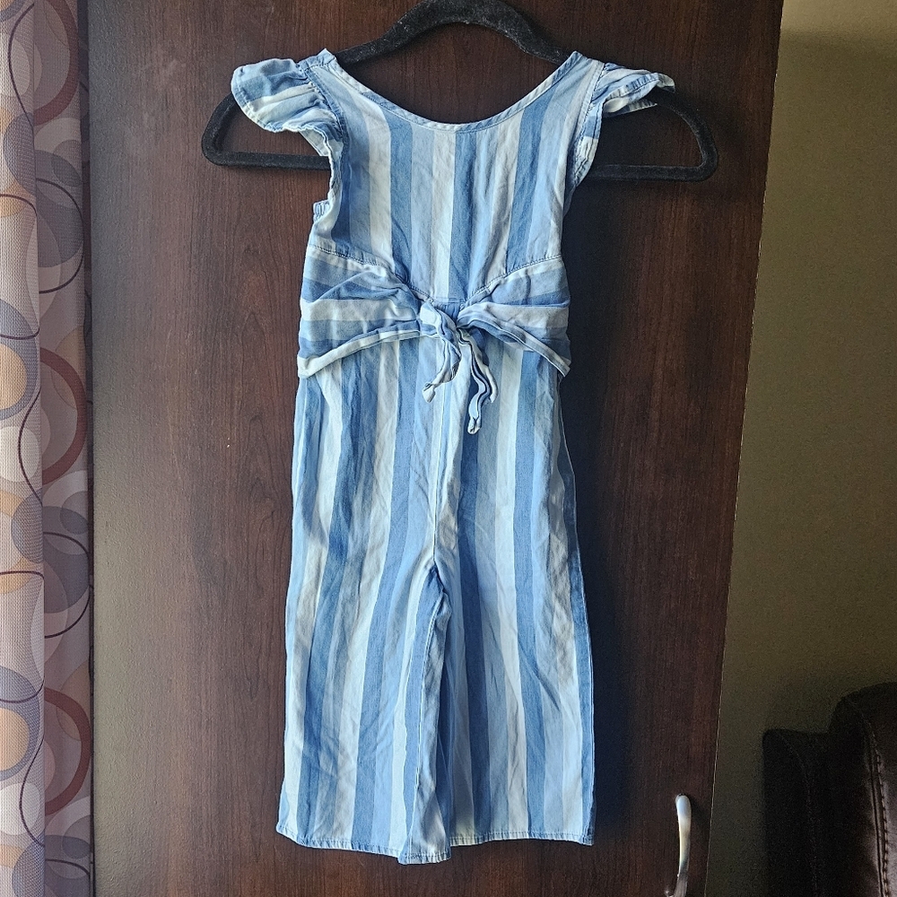 Blue and White Striped Kid's Jumpsuit